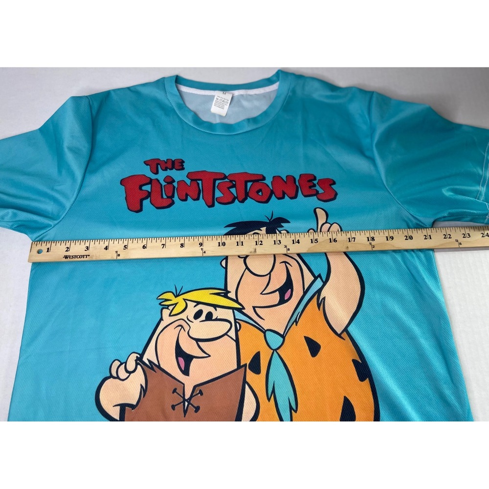 The‎ Flintstones Fred & Barney Graphic T-Shirt Adult Medium Teal Cartoon Tee - Picture 5 of 8